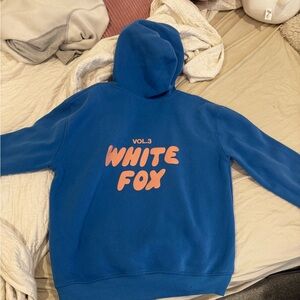 Blue and pink volume 3 white fox hoodie